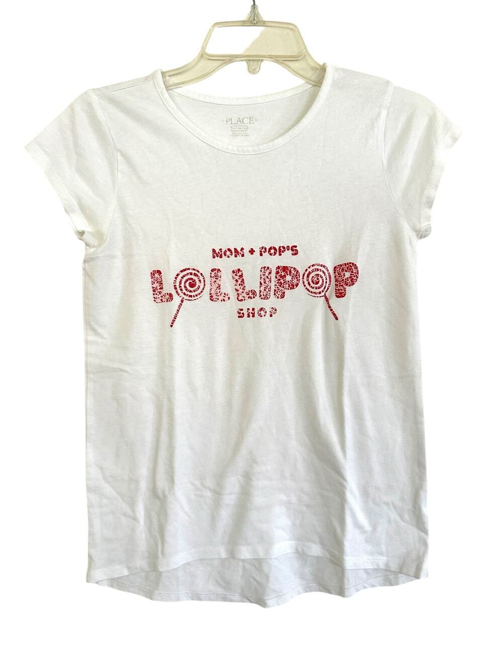 The Children's Place white graphic tee "Mom + Pop's Lollipop Shop"size XL